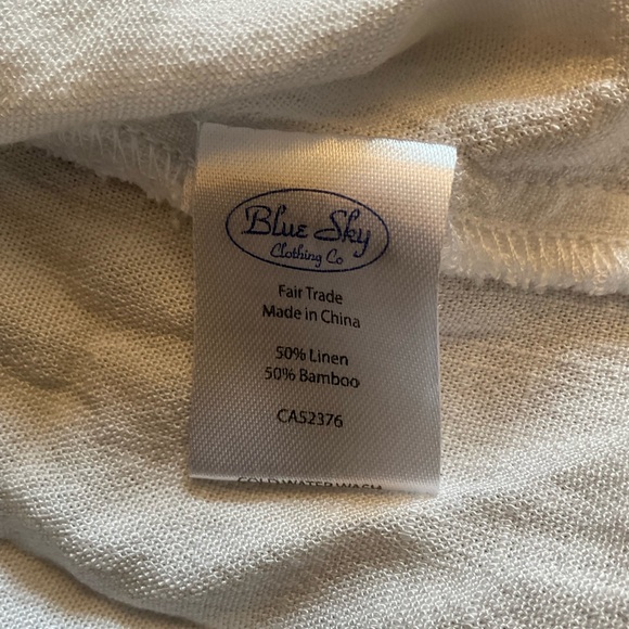 🇨🇦 Blue Sky Ginny Tank White Sleeveless Linen/Bamboo Scoop Neck Top Sz S EUC - Picture 8 of 10